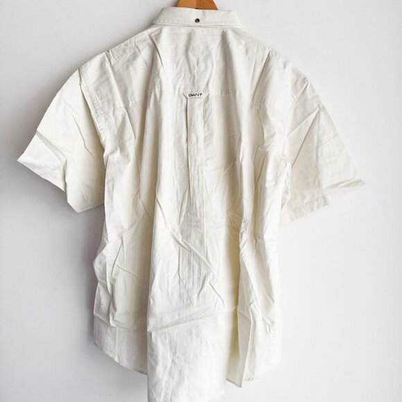 Gant USA Ivory Cotton Short Sleeve Washer Twill Button Down Shirt 2X BIG - Picture 8 of 8